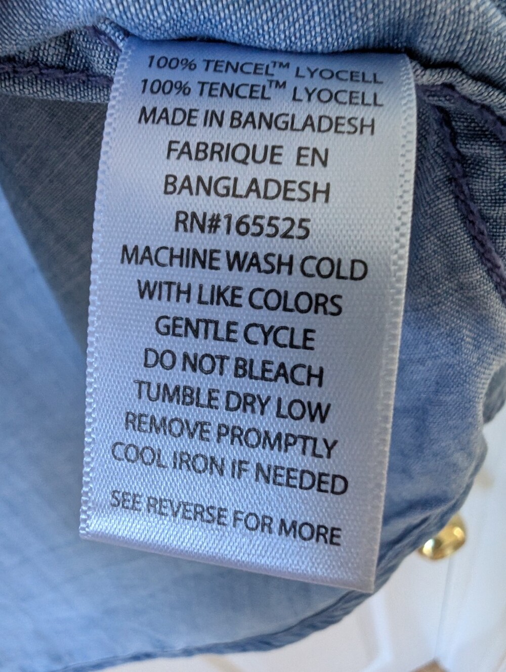 Light Wash Denim Button-Up Shirt - Picture 4 of 5